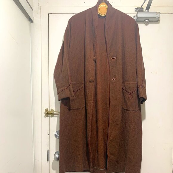 VINTAGE BELTED WOOL ROBE HOUSE COATS SIZE M - Picture 5 of 12